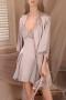 sexy non-stretch lace belt nightgown sleepwear size run small(only nightgown)_White_Light Purple