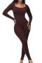 sexy plus-size slight stretch tummy control butt lift tight body shaper_Black_Reddish Brown