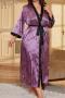 sexy plus size non-stretch printing belt loose two piece sets sleepwear_Pink_Red_Blue_Purple