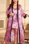 sexy plus size non-stretch printing belt loose two piece sets sleepwear_Pink