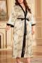sexy plus size non-stretch printing belt loose two piece sets sleepwear_Pink_Red_Blue_Purple_Beige