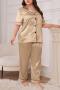 sexy plus size non-stretch solid color short sleeves two piece set sleepwear_Black_Gray_Pink_Red_Green_Dark Blue_Champagne