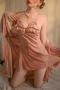 sexy slight stretch mesh velvet belt two piece sets sleepwear size run small_Black_Rose gold
