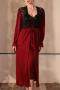 sexy slight stretch lace patchwork robe sleepwear(only robe)_Black_White_Rose Red