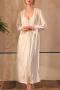 sexy slight stretch lace patchwork robe sleepwear(only robe)_Black_White