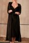 sexy slight stretch lace patchwork robe sleepwear(only robe)_Black