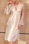 sexy non-stretch mesh patchwork see-through padded midi dress sleepwear_Black_White