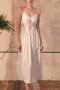 sexy slight stretch lace patchwork padded backless midi dress sleepwear_Black_White