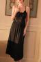 sexy slight stretch lace patchwork padded backless midi dress sleepwear_Black