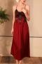 sexy slight stretch lace patchwork padded backless midi dress sleepwear_Black_White_Rose Red