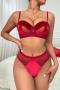 sexy slight stretch 5 colors velvet with underwire padded two-piece set_Black_Pink_Red