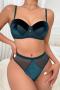 sexy slight stretch 5 colors velvet with underwire padded two-piece set_Black_Pink_Red_Dark Green
