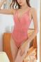 sexy stretch 4 colors solid color lace with underwire padded teddy collections_Black_White_Pink