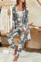 non-stretch flower batch printing with belt three-piece set sleepwear_Gray