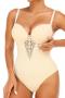 sexy plus-size high stretch lace stitching padded underwire sling body shaper_Black_Nude