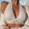 sexy slight stretch 4 colors lace halter-neck bras_Black_White