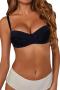 sexy slight stretch stitching lace with underwire padded bras_Black