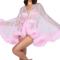 sexy slight stretch mesh see-through fuzzy belt mini nightgown sleepwear_Black_White_Pink