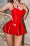 sexy slight stretch pu bunny girl cosplay mini dress costume(with hair hoop)_Black_Red