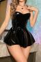 sexy slight stretch pu bunny girl cosplay mini dress costume(with hair hoop)_Black