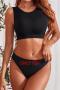 slight stretch solid color crew neck unpadded bras_Black