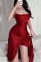 sexy non-stretch cascading ruffle pure color sling slit sleepwear_Black_Light Pink_Rose Red
