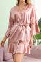 sexy plus size non-stretch 5 colors satin stitching lace with belt sleepwear_Black_Pink