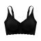 slight stretch solid color traceless gather padded bras_Black