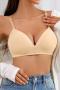 sexy slight stretch 5 colors breathable gather padded bras_Black_White_Brown_Reddish Brown_Nude