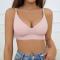 sexy high stretc solid lift gather traceless removable padded thin bra_Pink_Light Pink