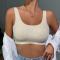 sexy high stretc solid traceless removable padded breathable thin bra_Black_Beige