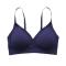 sexy slight stretch solid color gather padded bras_Dark Blue