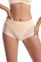 sexy plus size high stretch stitching mesh high-waist breathable panty_Black_Haze Blue_Beige