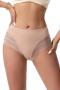 sexy plus size high stretch stitching mesh high-waist breathable panty_Black_Haze Blue_Beige_Khaki
