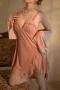 slight stretch velvet two piece set sleepwear size run small(with thong & belt)_Black_Pink