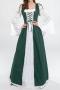 plus size non-stretch vintage palace dress drama stage costumes_Rose Red_Green