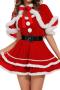 slight stretch velvet santa claus costumes(with hat& shawl& belt)_Red