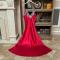 plus size 4 color v-neck sexy non-stretch imitation silk long dress sleepwear_Black_Pink_Red