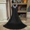 plus size 4 color v-neck sexy non-stretch imitation silk long dress sleepwear_Black