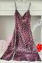 sexy non-stretch leopard batch printing imitation silk sling sleepwear_Purple