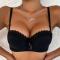 sexy slight stretch lace trim bow-knot decor padded with underwire bras_Black
