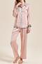 non-stretch satin houndstooth printing pants sets size run small_Pink