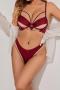 sexy slight stretch 4 colors with underwire padded bras sets_Black_White_Rose Red