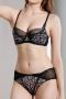 sexy slight stretch 4 colors stitching leopard with underwire padded bras sets_Black