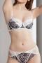 sexy slight stretch 4 colors stitching leopard with underwire padded bras sets_Black_White