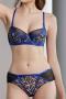 sexy slight stretch 4 colors stitching leopard with underwire padded bras sets_Black_White_Magenta_Blue