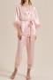 sexy non-stretch satin stitching lace with belt three-piece set sleepwear size run small_Pink