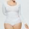 high stretch solid color seamless one piece shapewear_Black_White