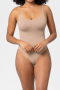 high stretch solid color seamless body shaping sling shapewear_Black_Yellow_Nude