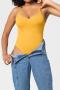high stretch solid color seamless body shaping sling shapewear_Black_Yellow